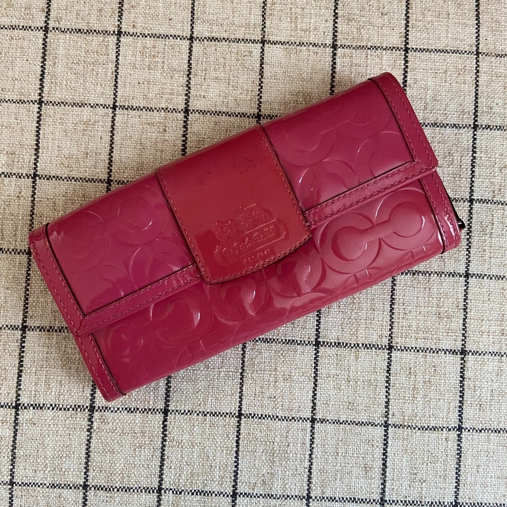 Coach Pink Patent Leather Wallet